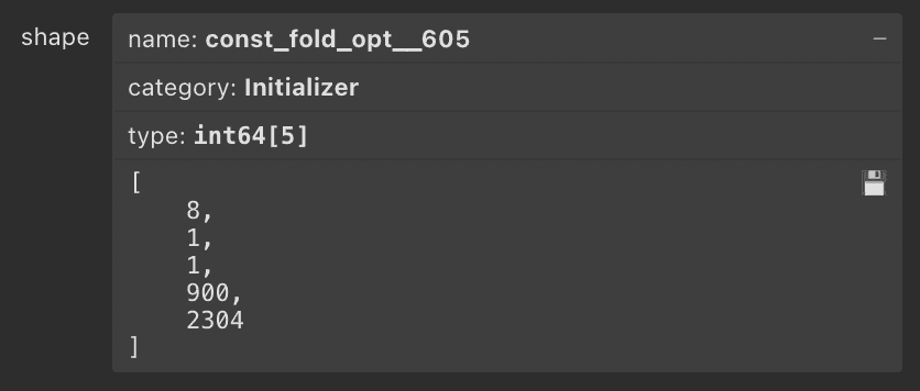 Output tensor size of the Reshape operation