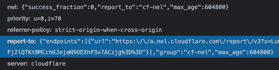 Response headers from a Cloudflare enabled site