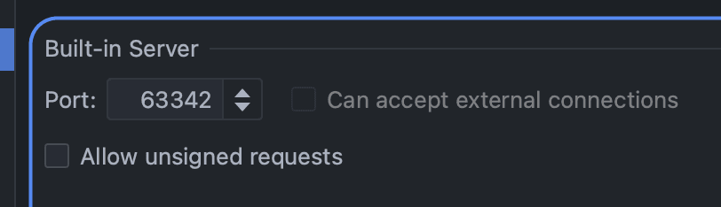 Built-in server port