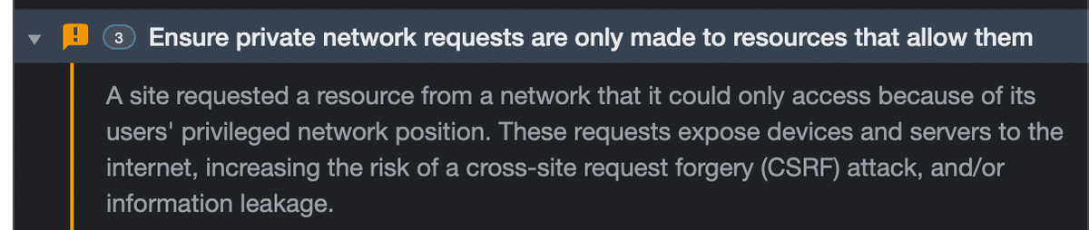 Private network request warning